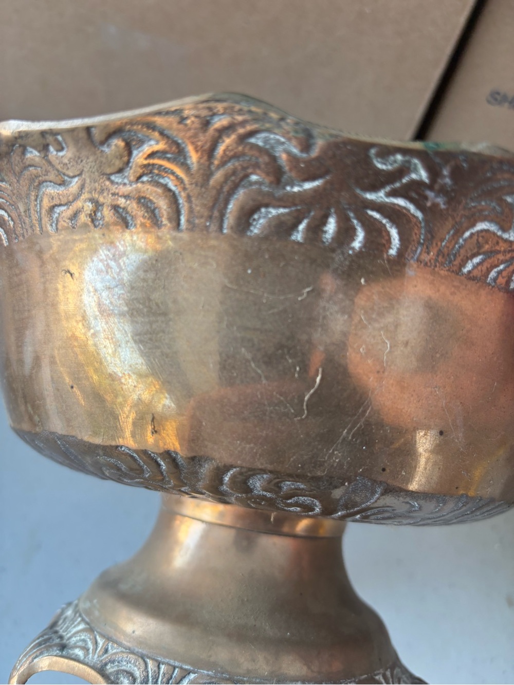 Vintage Brass Bronze Decorative Footed Bowls - Brown Brass Finish - Picture 12 of 14